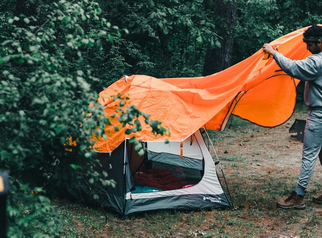 camping tent setup
